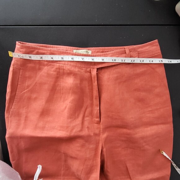 Apostrophe Womens 100% Pure Linen Embroidered Pants Size 6 Coastal Summer Career - Picture 8 of 11